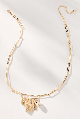 Summer Icon Bar Charm Paperclip Necklace