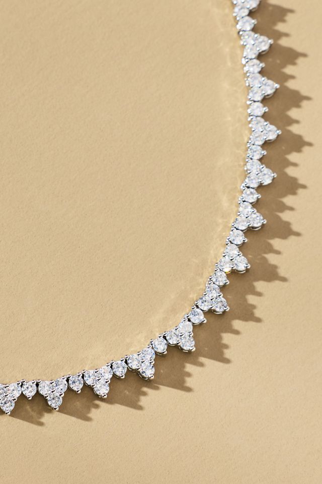 Crystal Cluster Tennis Necklace #1