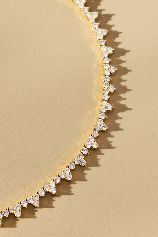 Crystal Cluster Tennis Necklace #1