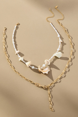 By Anthropologie Mixed Pearl Layered Charm Necklace