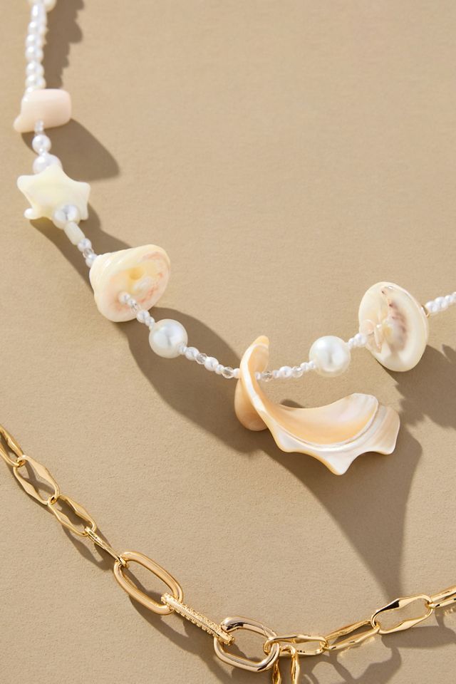 Mixed Pearl Layered Charm Necklace #2