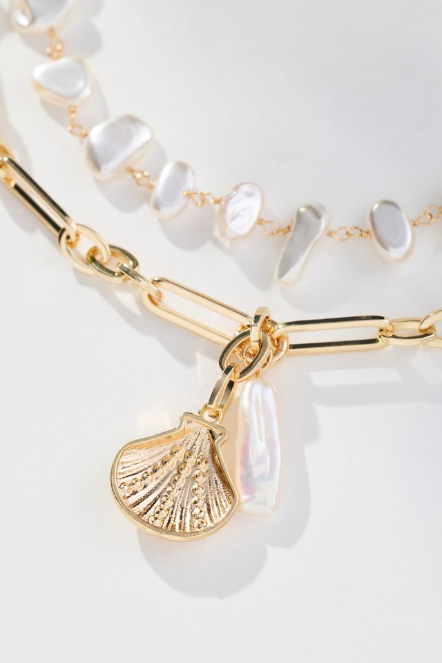 Mixed Pearl Layered Charm Necklace #1
