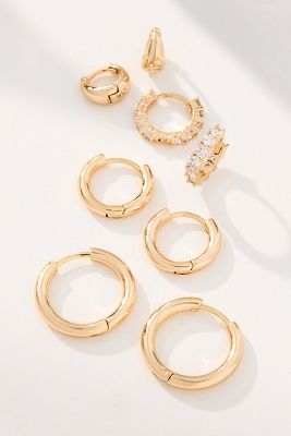 Classic Huggie Hoop Earrings, Set of 4