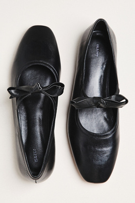 Maeve Knotted Bow Mary Jane Flats In Black