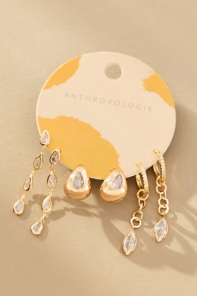 Mixed Crystal Drippy Earrings, Set of 3 #3