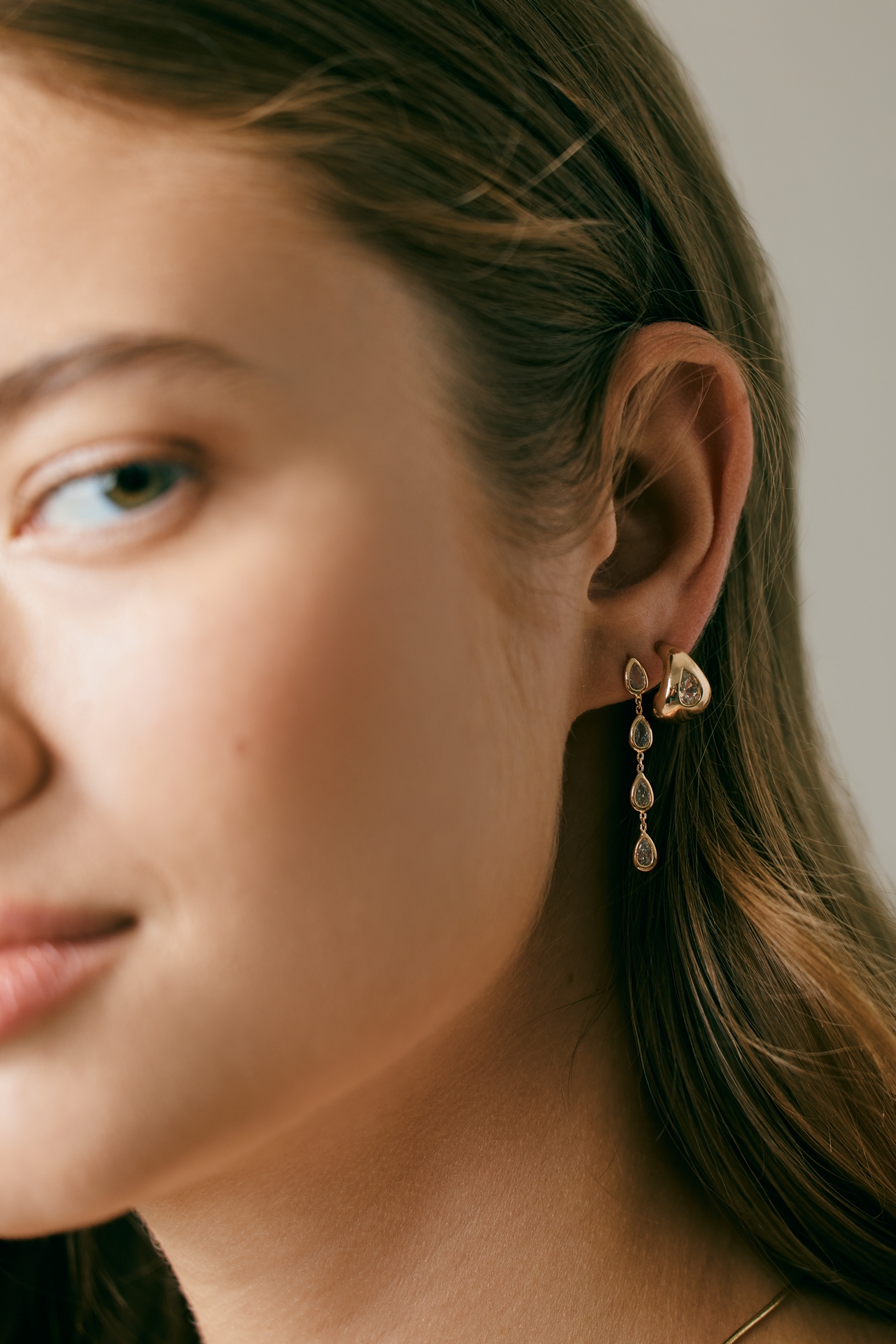 Mixed Crystal Drippy Earrings, Set of 3