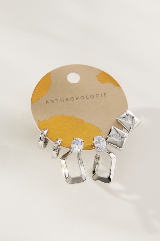 Mixed Crystal Huggie Hoop Earrings, Set of 3 #1