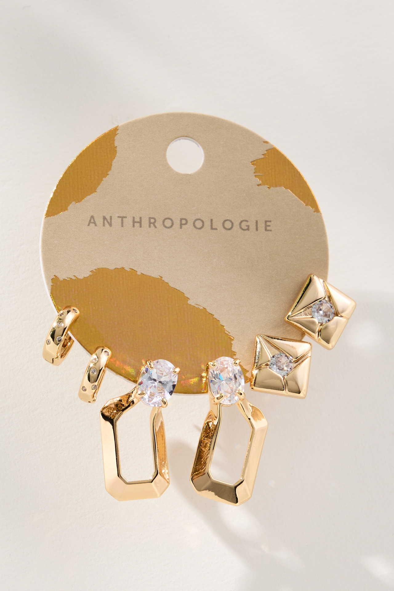 Mixed Crystal Huggie Hoop Earrings, Set of 3