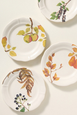 Anna Farba Harvest Stoneware Portuguese Dessert Plates, Set Of 4