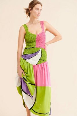 S/W/F Mottled Printed Midi Dress