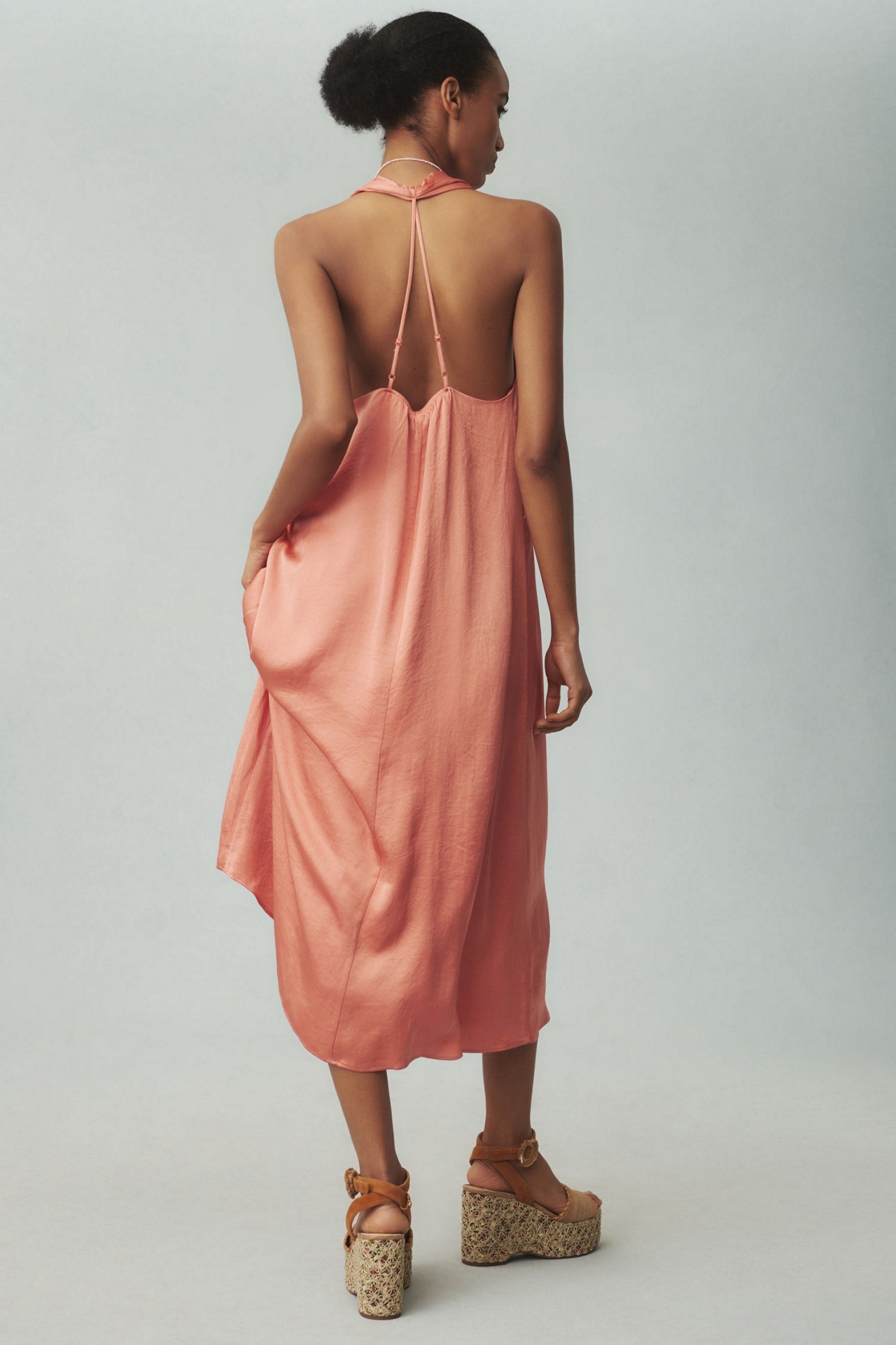 Halter Silky Midi Dress