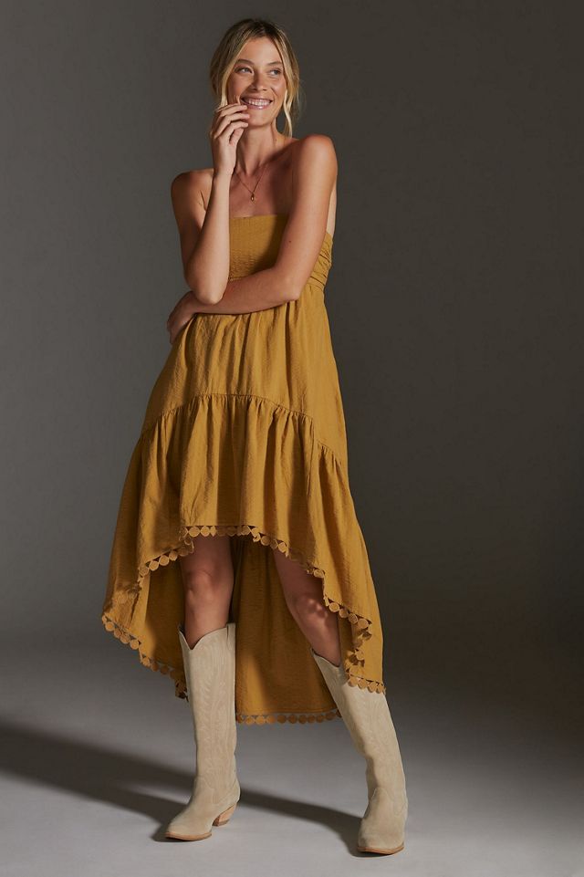 Maeve High-Low Tiered Strapless Midi Dress #2