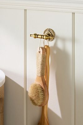 Ida Heritage Brass Scalloped Feather Peacock Bath Hook