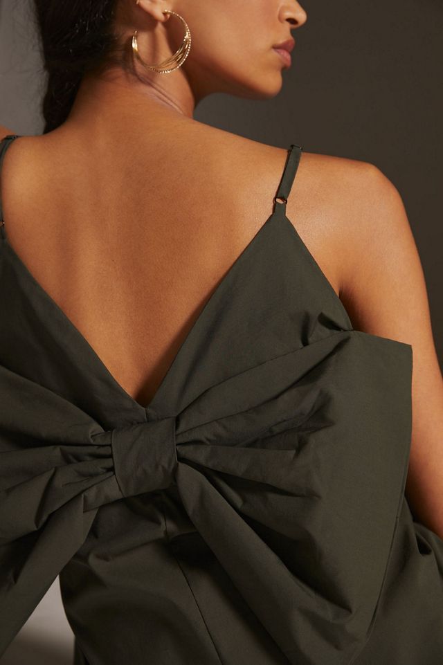 Blue Tassel V-Neck Bow-Back Midi Dress #2