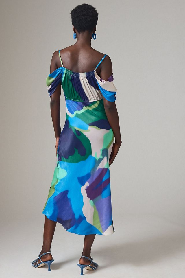 Bl-nk Painterly Off-Shoulder Slip Dress #1