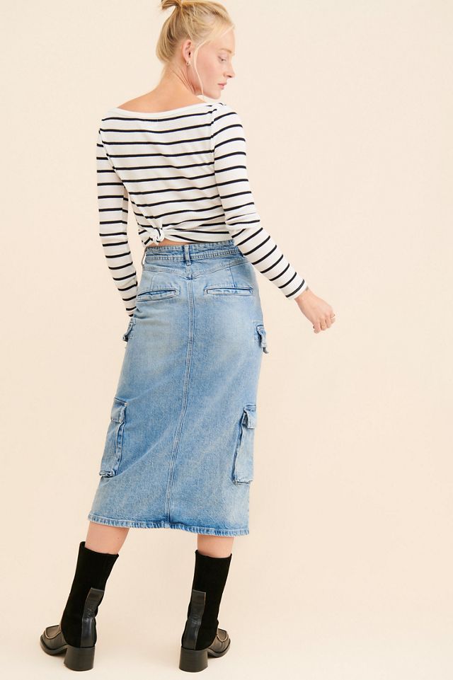 Pilcro Cargo Denim Midi Skirt #1