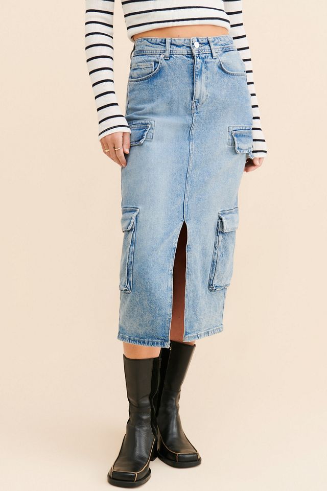 Pilcro Cargo Denim Midi Skirt #2