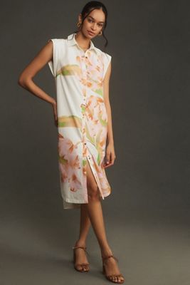 by anthropologie short-sleeve button-front lace midi dress By Anthropologie Short-Sleeve Button-Front Lace Midi Dress