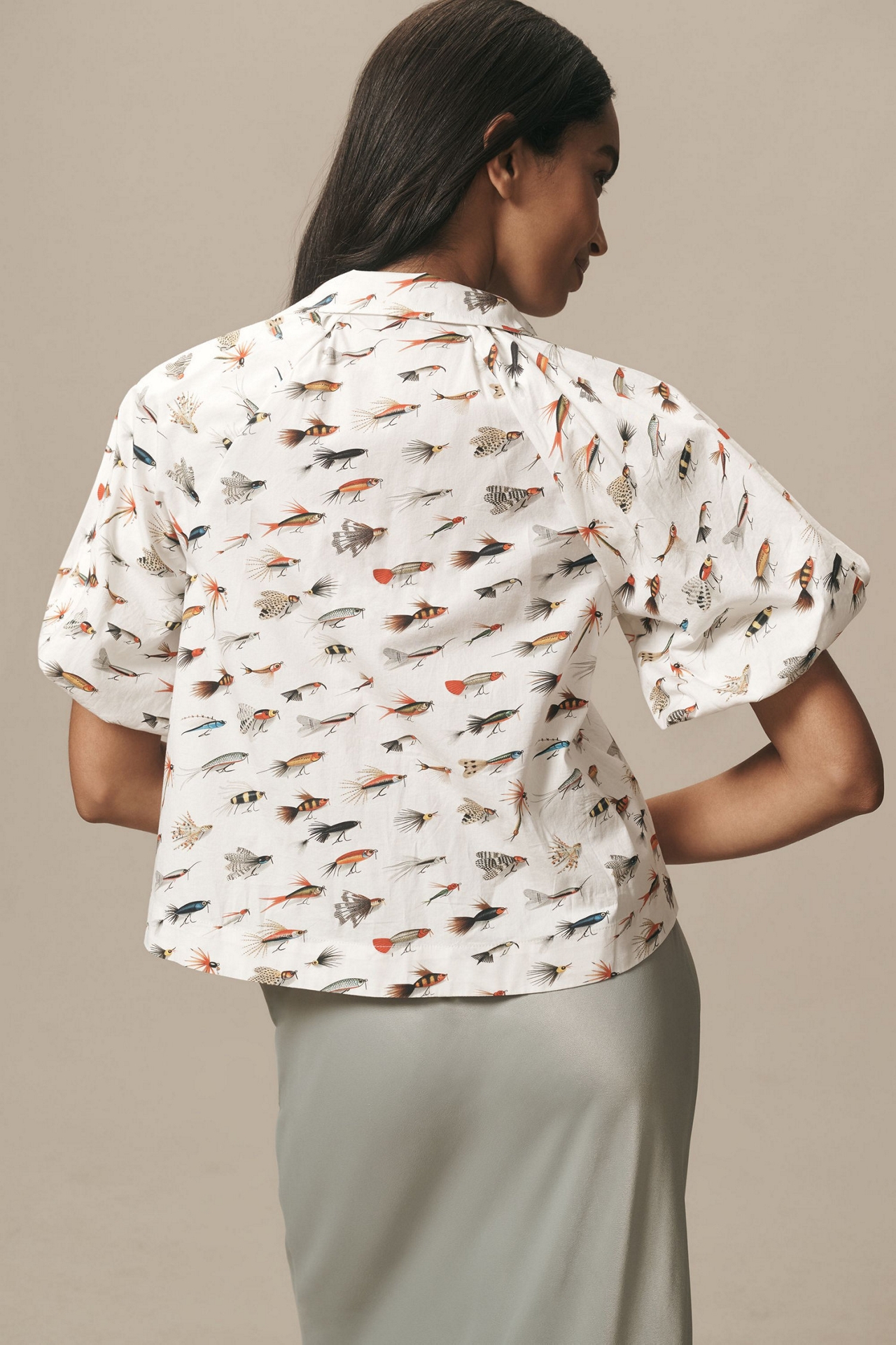 Maeve Zooey Bubble-Sleeve Buttondown