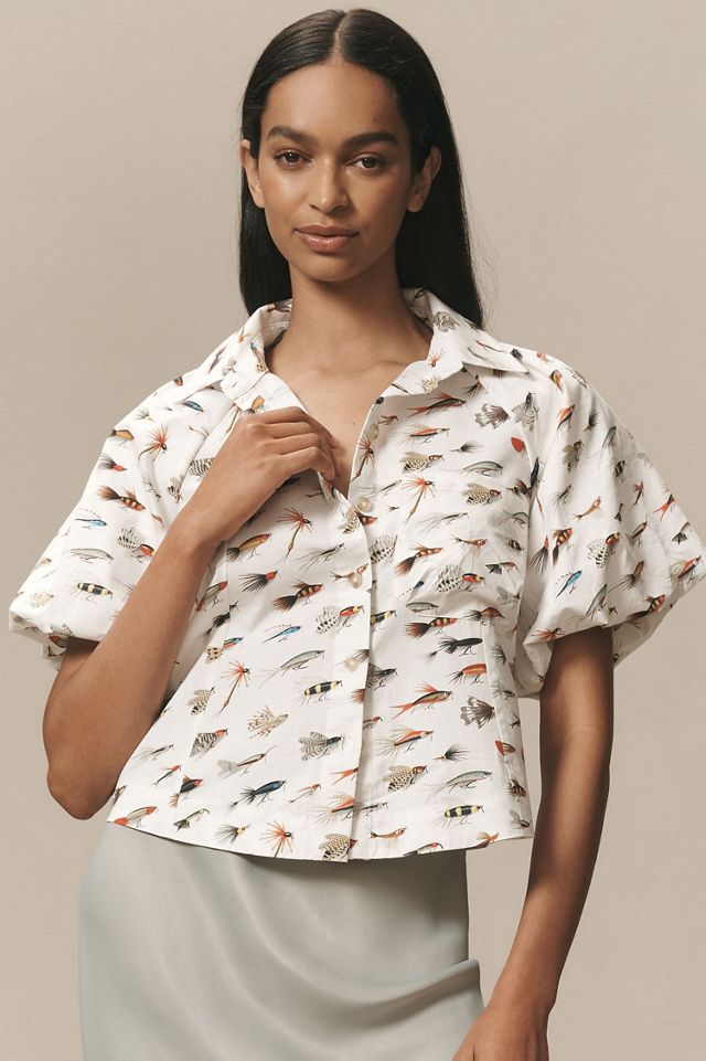 Maeve Zooey Bubble-Sleeve Buttondown #1