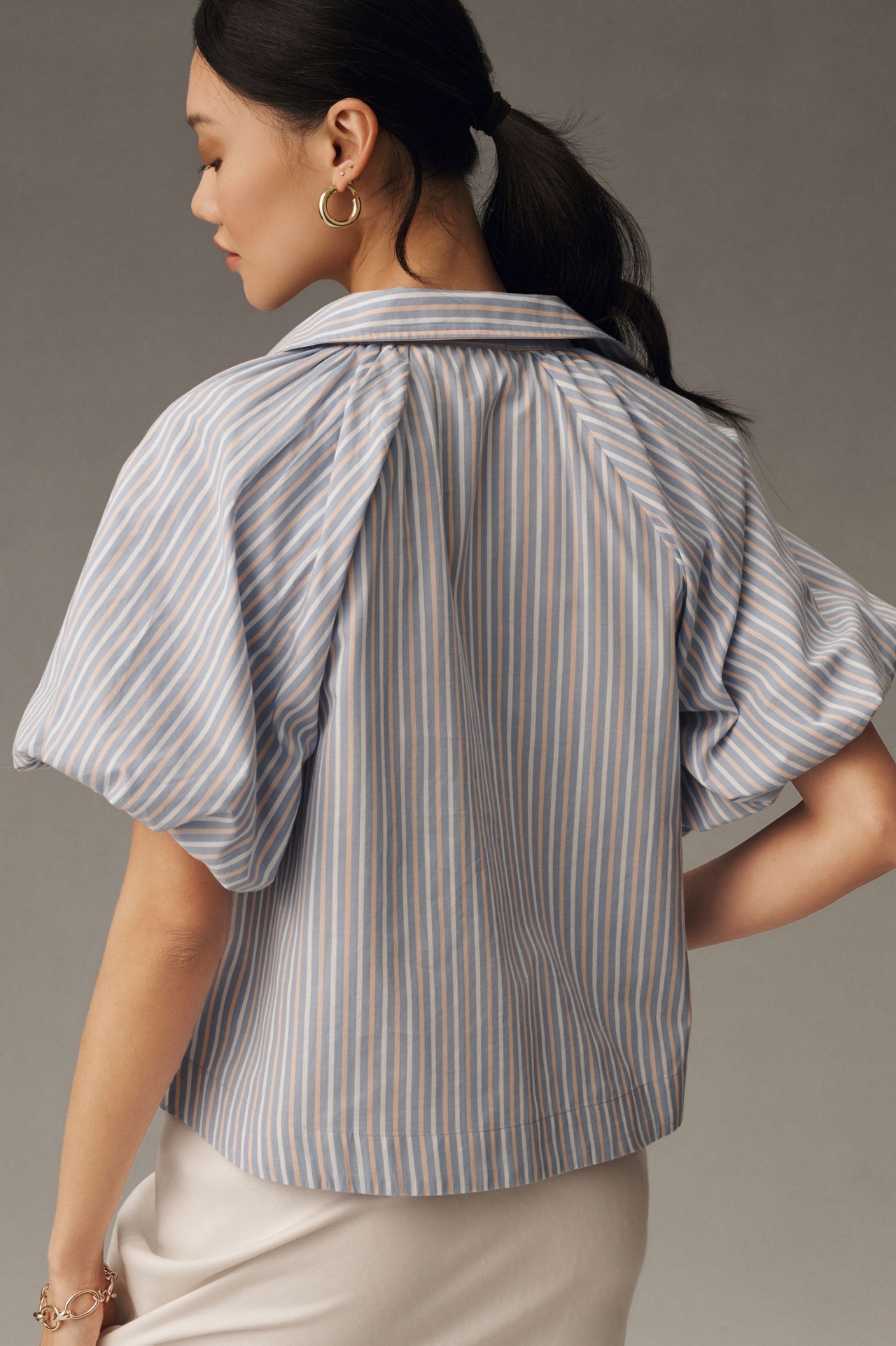Maeve Zooey Bubble-Sleeve Buttondown