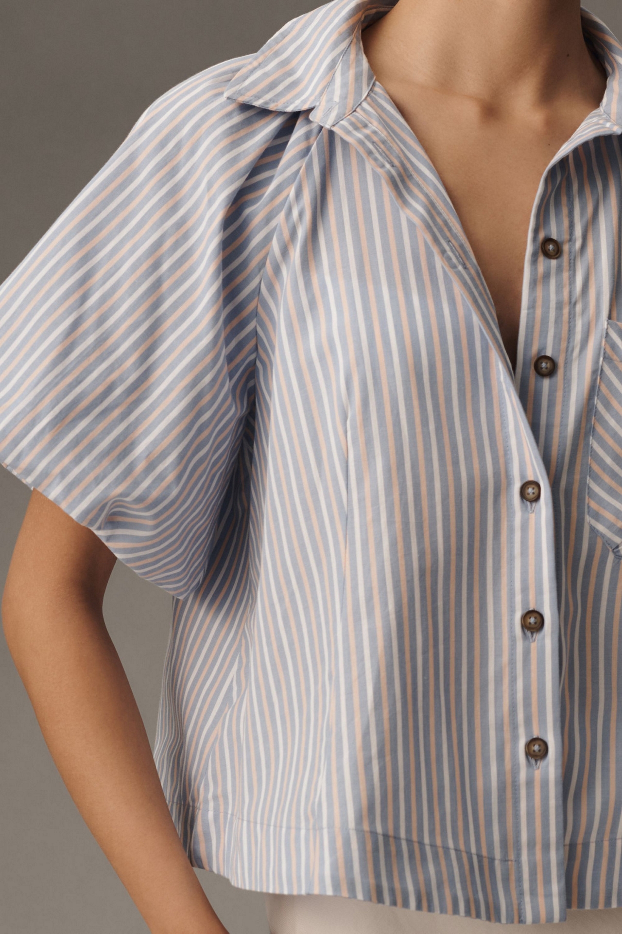 Maeve Zooey Bubble-Sleeve Buttondown