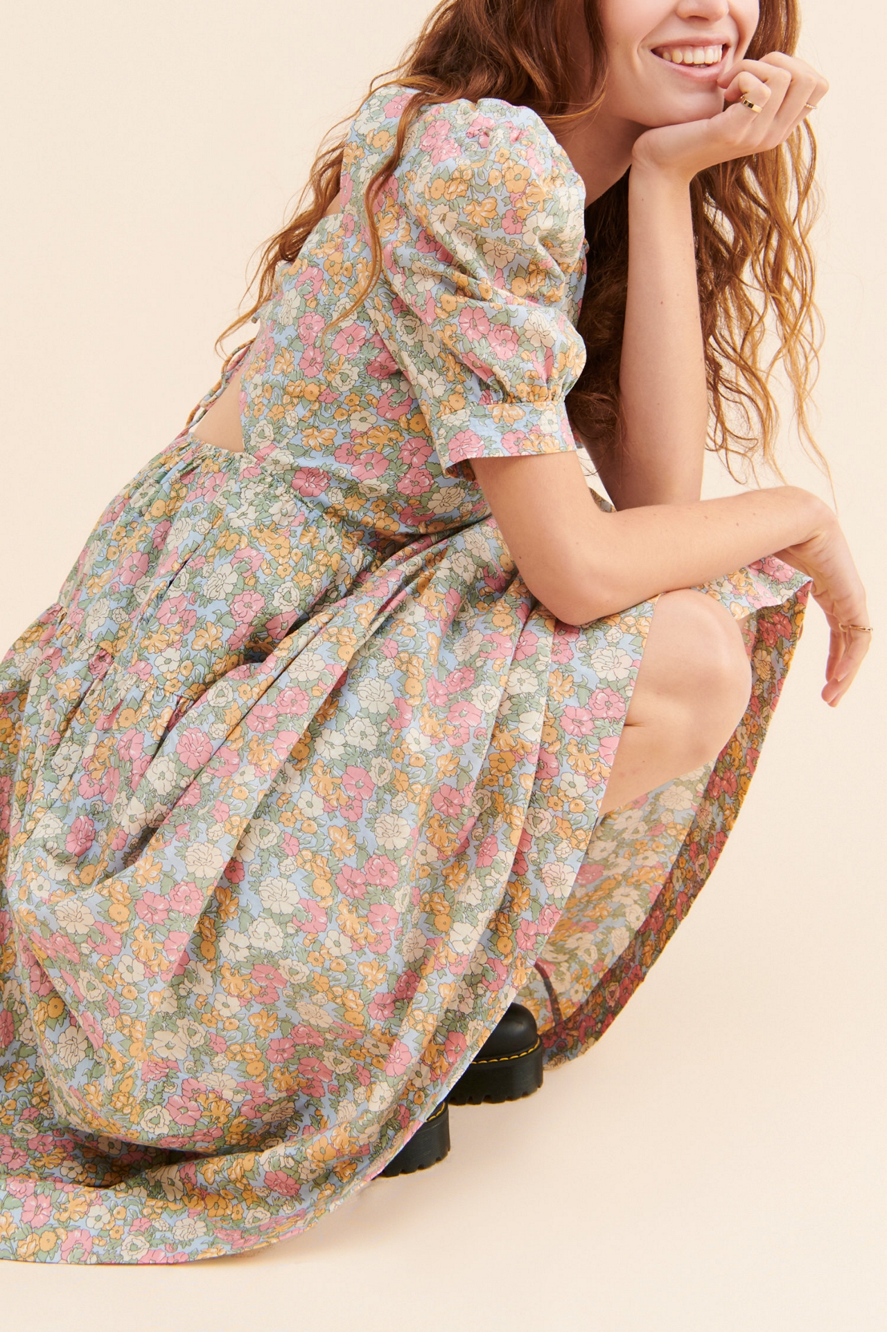 En Saison Cotton Floral Midi Dress