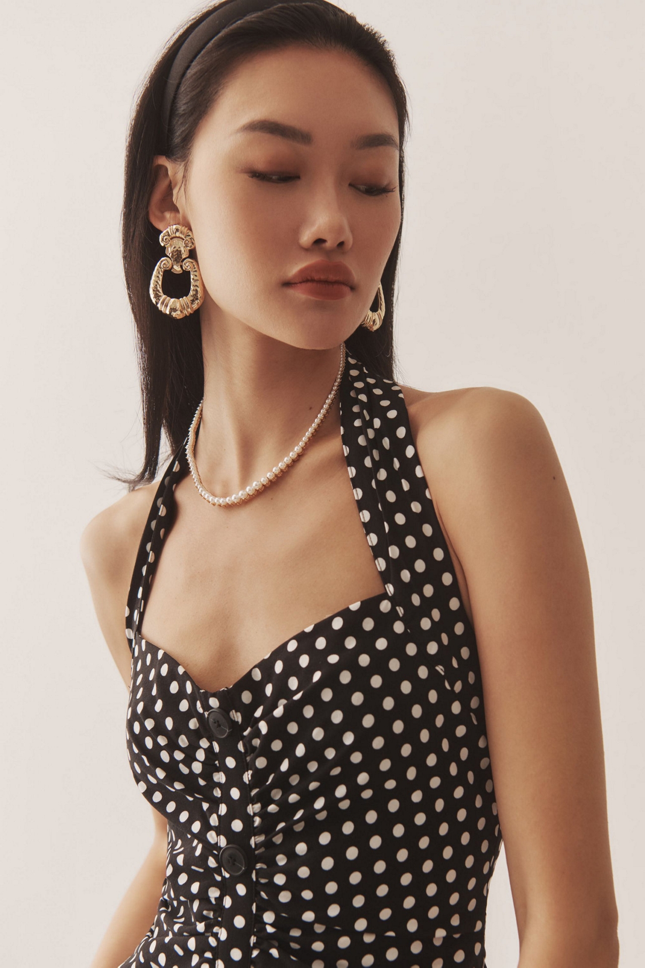 Maeve Halter Ruched Midi Dress