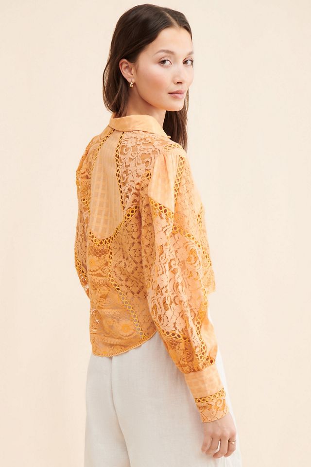 Bhanuni by Jyoti Crafted Lace Button Down Blouse #1