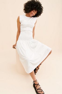 Mare Mare Smocked Drop Waist Midi Dress