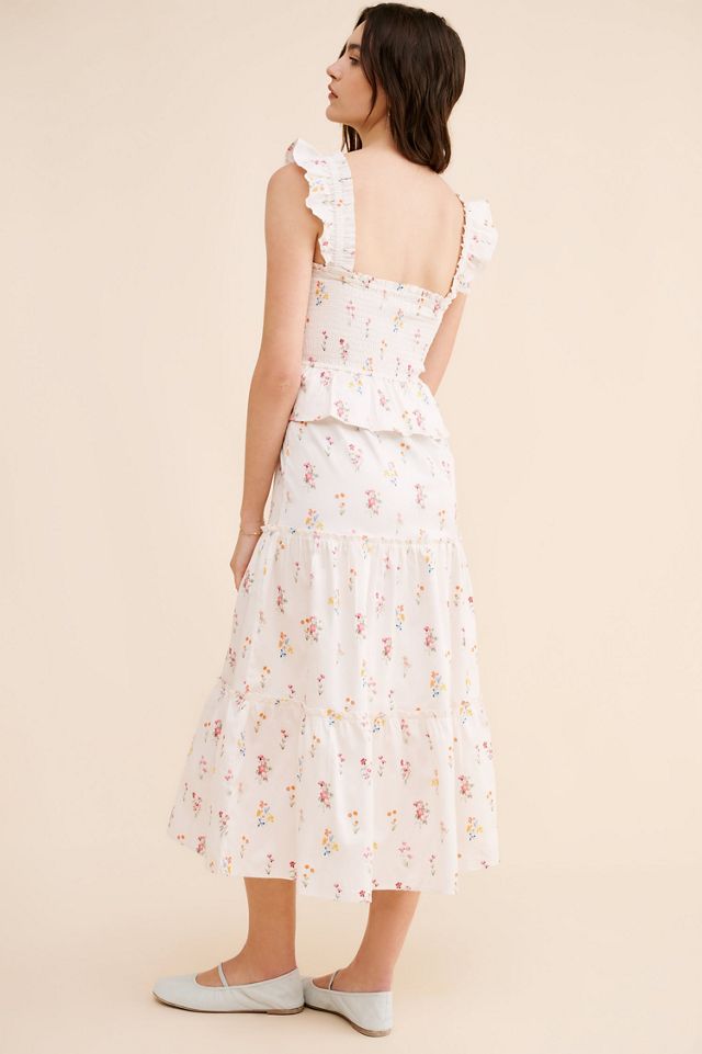 Rachel Parcell Smocked Flutter Midi Dress #1