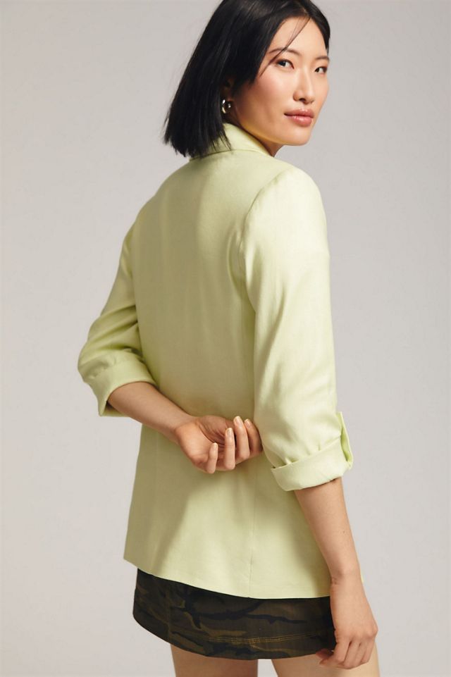 Maeve Linen Roll-Sleeve Blazer #1
