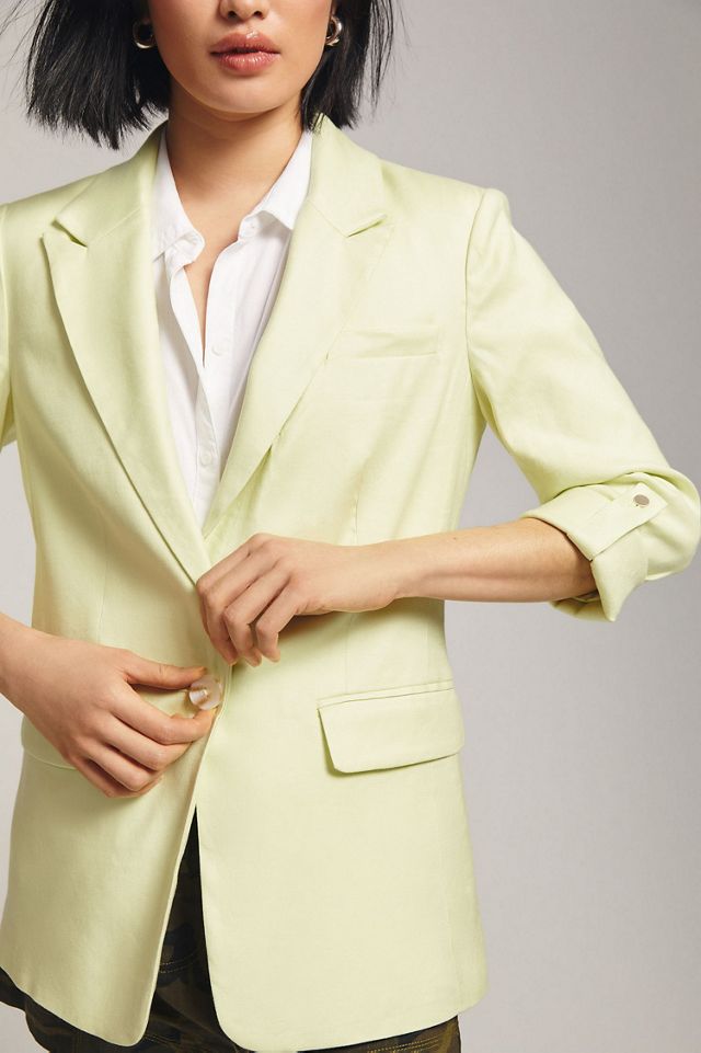 Maeve Linen Roll-Sleeve Blazer #2