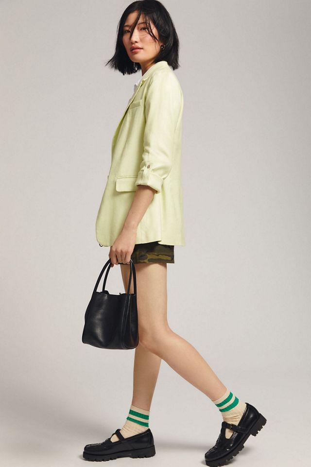 Maeve Linen Roll-Sleeve Blazer #3