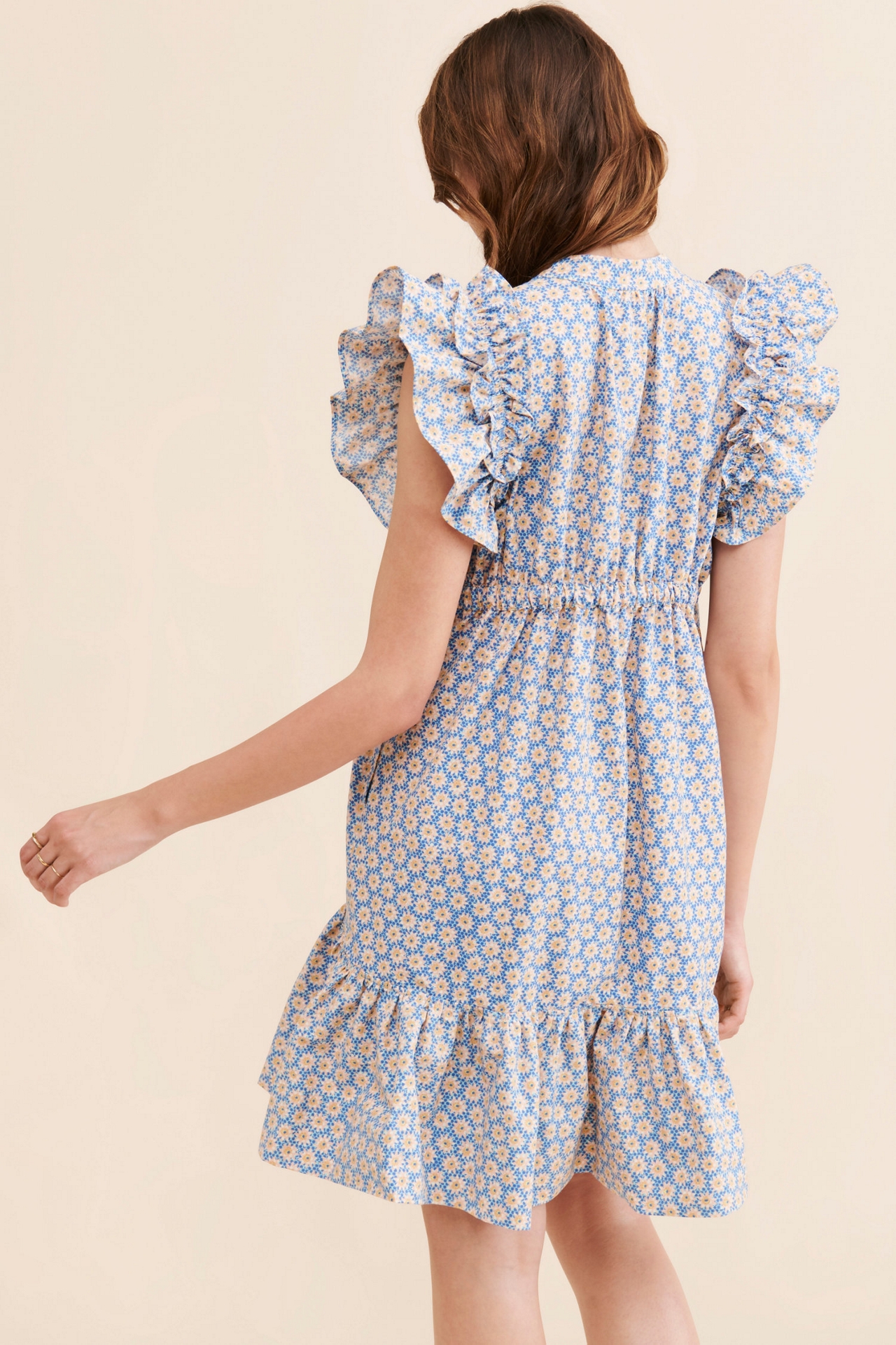 Ruffle-Sleeve Mini Dress