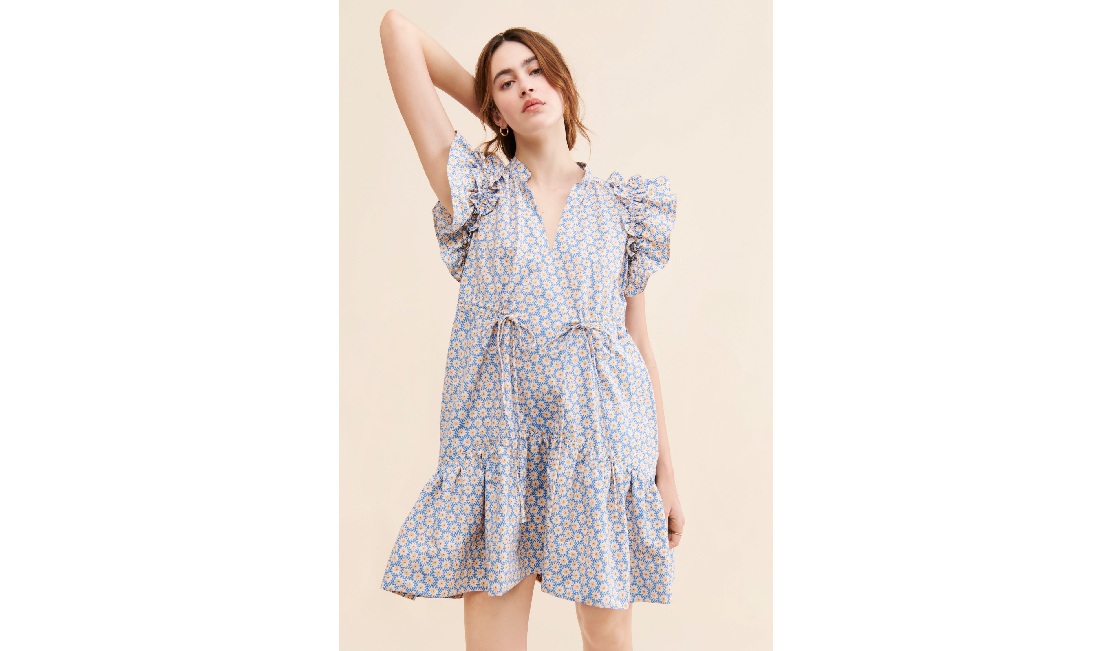 Ruffle-Sleeve Mini Dress