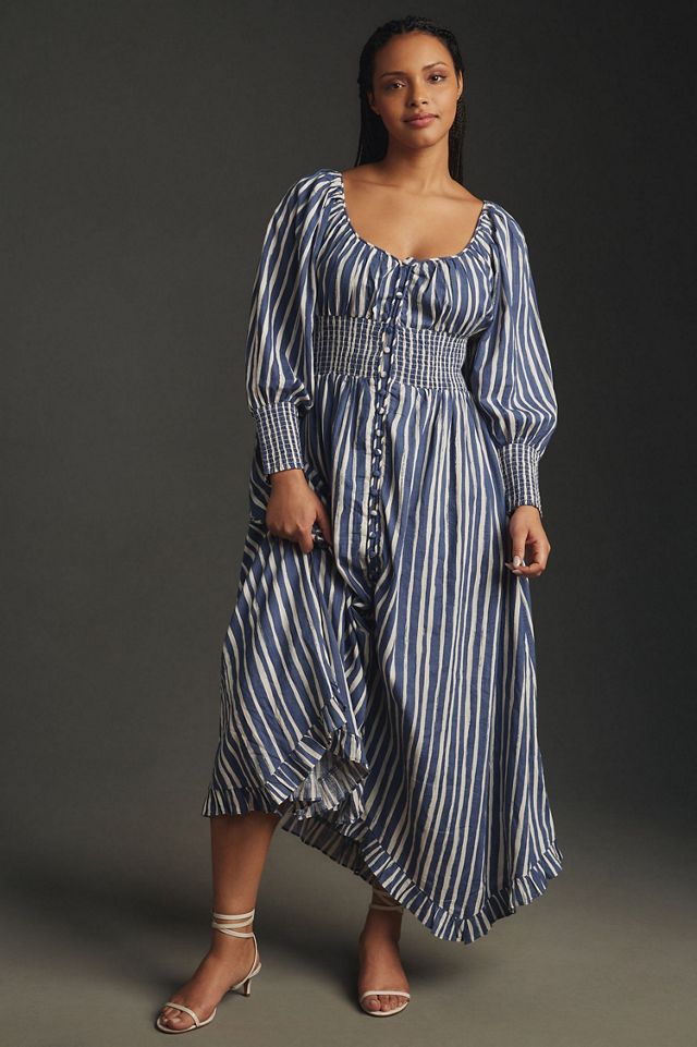 Long-Sleeve Sweetheart Midi Dress #3