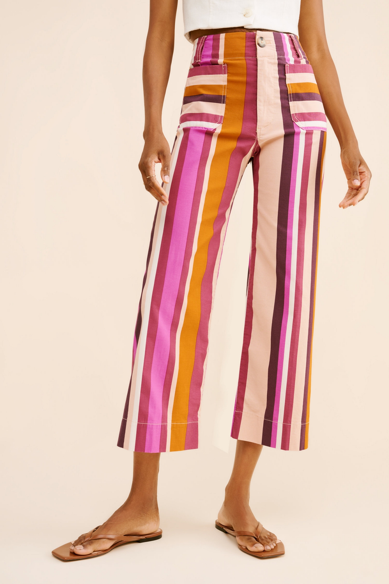 Maeve The Colette Striped Cropped Wide-Leg Pants