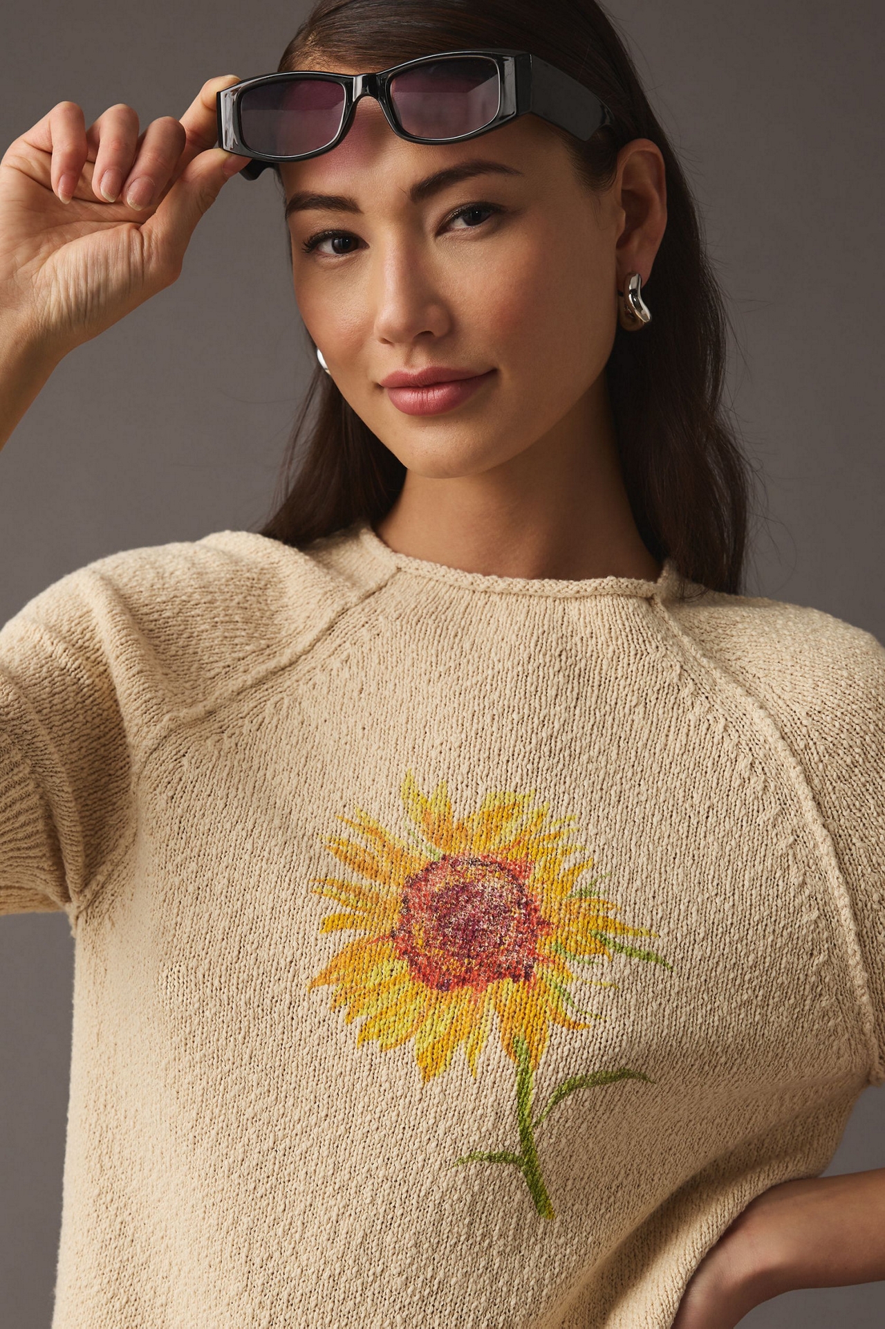 Short-Sleeve Graphic Sweater