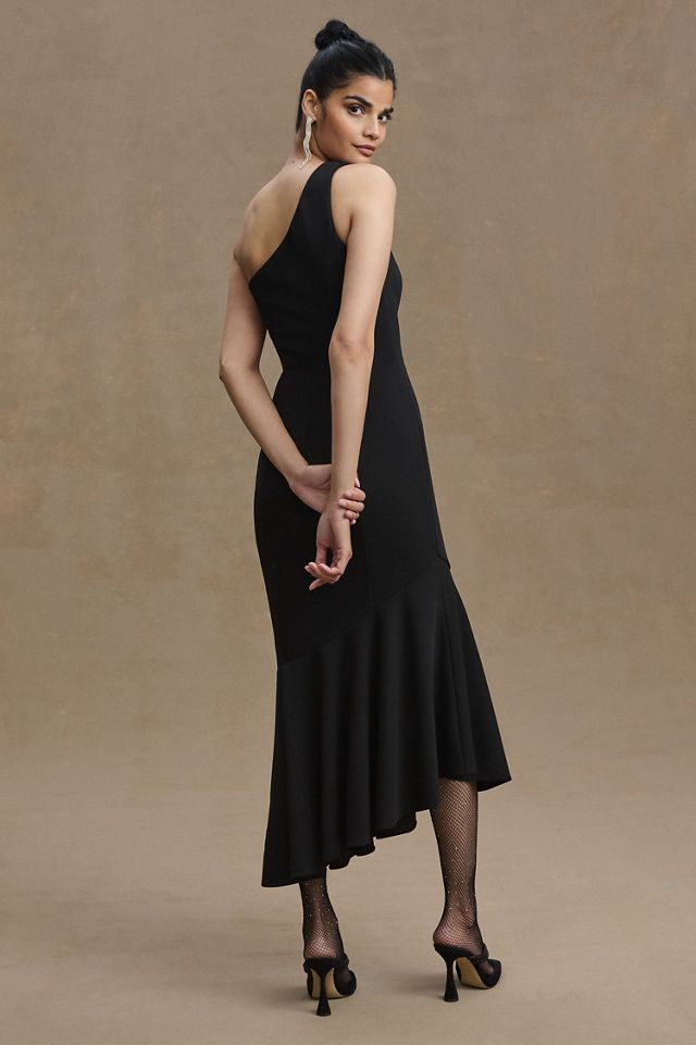 BHLDN Ainsley One-Shoulder Ruffle Crepe Midi Dress #2