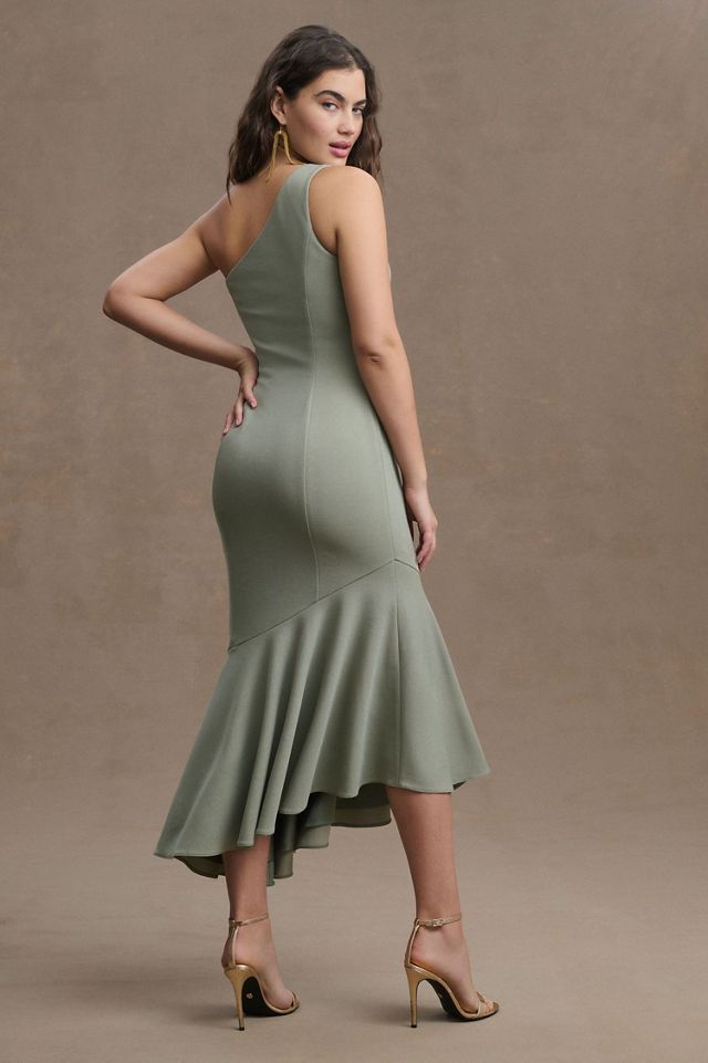 BHLDN Ainsley One-Shoulder Ruffle Crepe Midi Dress #2
