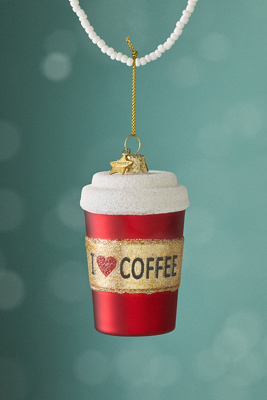 Anthropologie I Love Coffee Ornament In Red