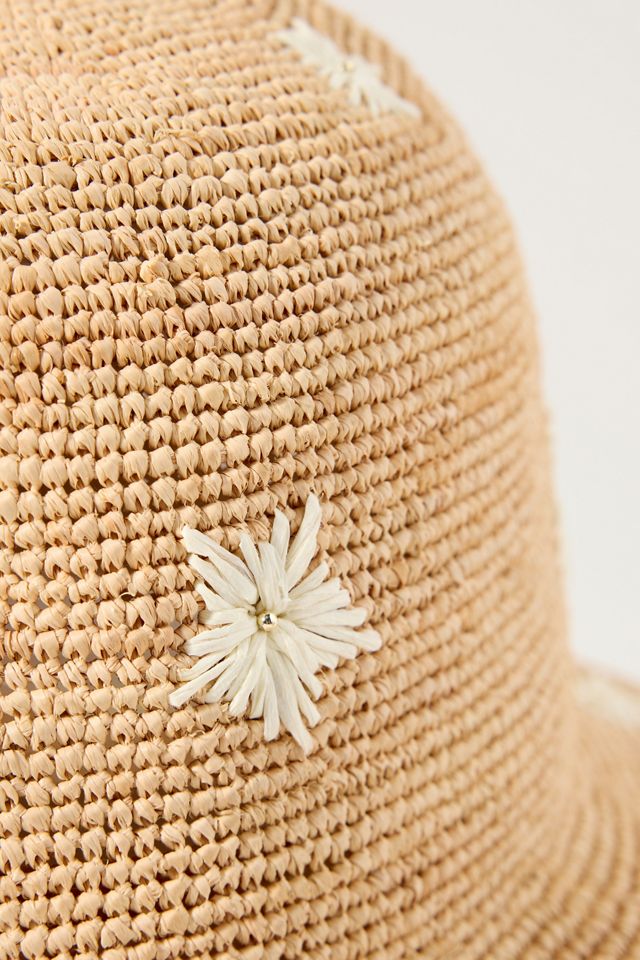 Cheveux Corp. Embroidered Flower Straw Bucket Hat | Anthropologie