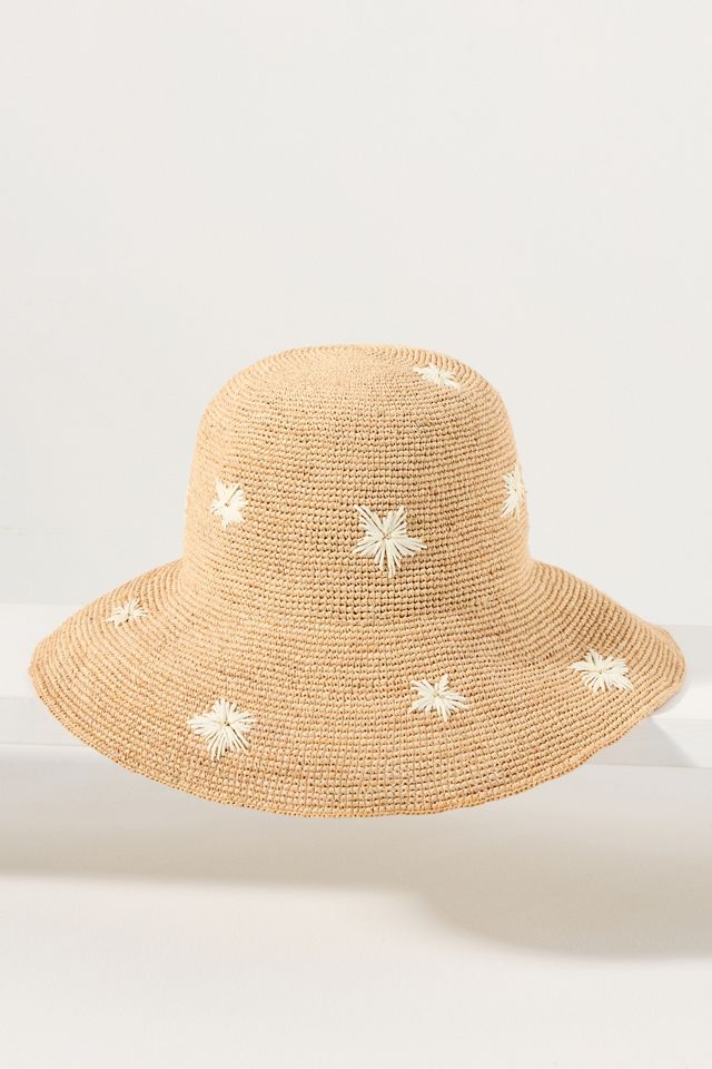 Cheveux Corp. Embroidered Flower Straw Bucket Hat | Anthropologie