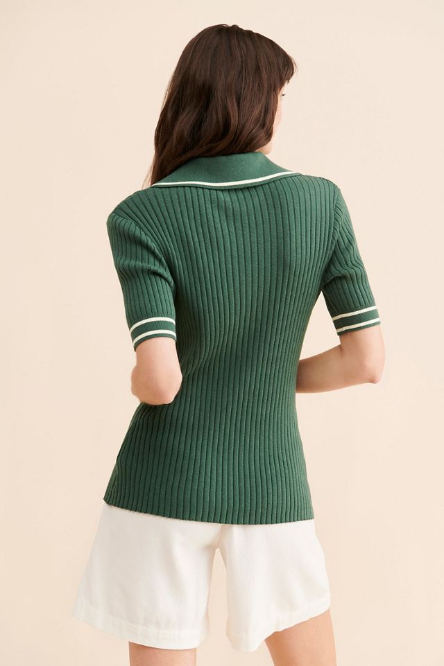 Varley Napier Fitted Knit Polo Sweater #1