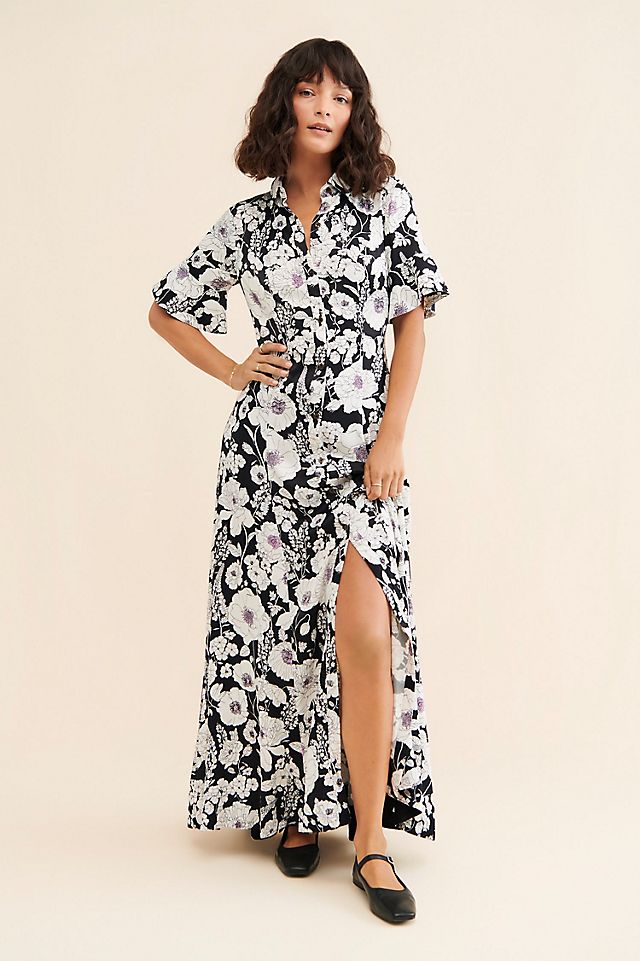 maeve shirt dress Cinched Maeve Printed Short-Sleeve Shirt Dress