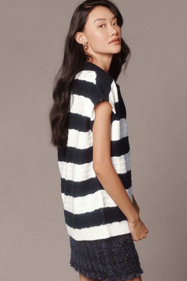 Maeve Oversized Textured Collared Muscle Sweater Vest #2