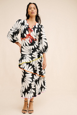 farm rio x anthropologie cotton cutout maxi dress FARM Rio Cutout Tiered Maxi Dress