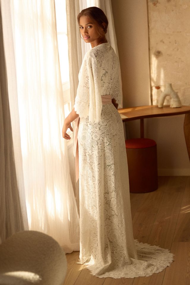 Homebodii Versailles Tie-Belt Lace Maxi Robe #2