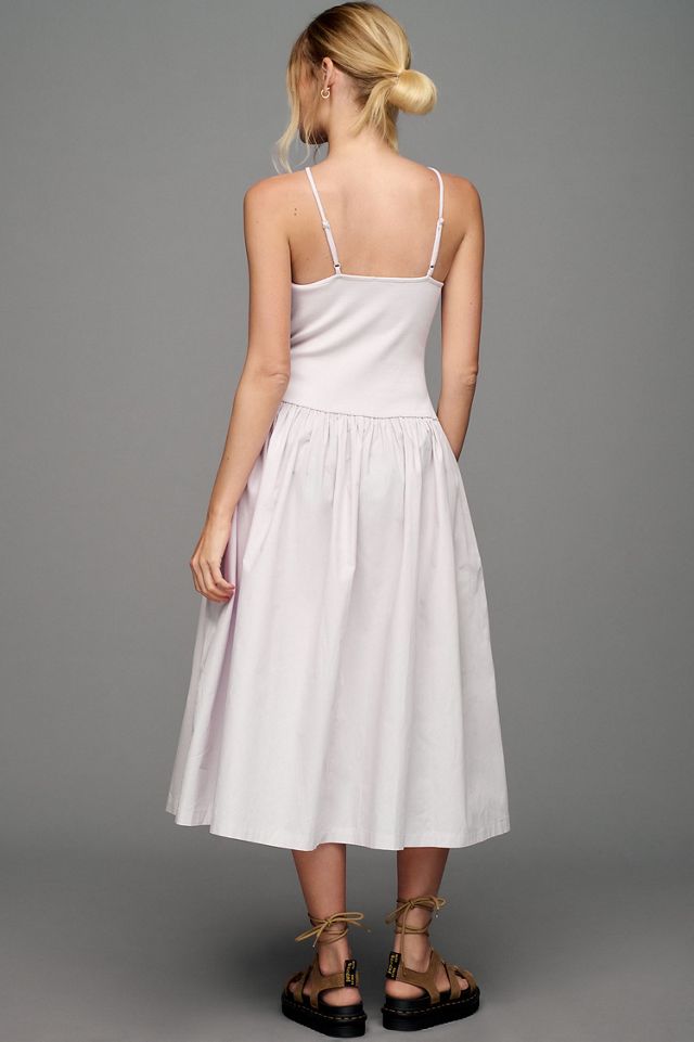 Maeve Sleeveless Ribbed Poplin Twofer Midi Dress #1